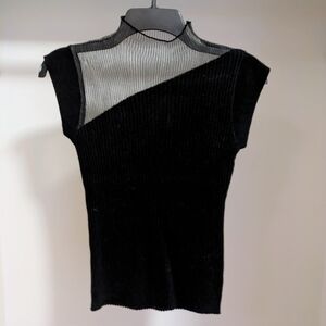 Milano Black Sheer Knit Top Size Xs